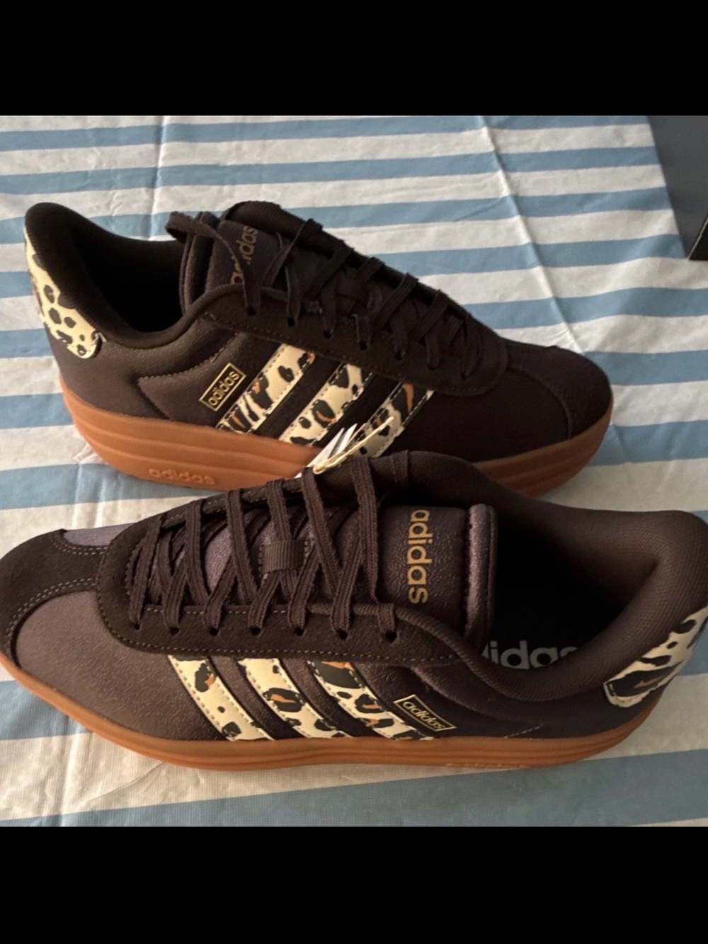 Adidas VL Court Bold Platform Sneakers - Leopard Print - US W 7.5 / M 6.5